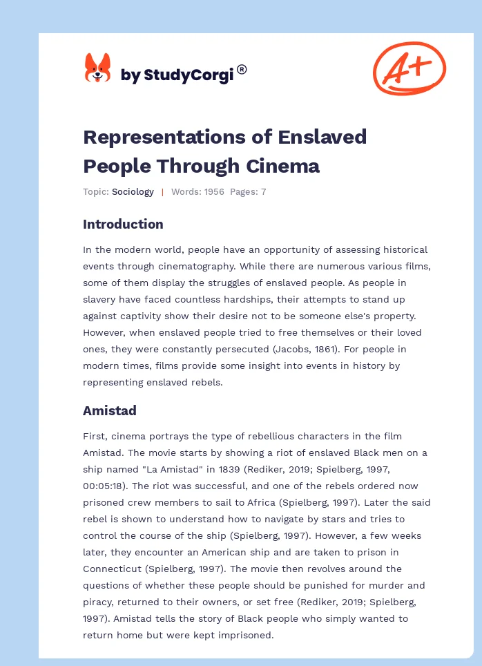 Representations of Enslaved People Through Cinema. Page 1
