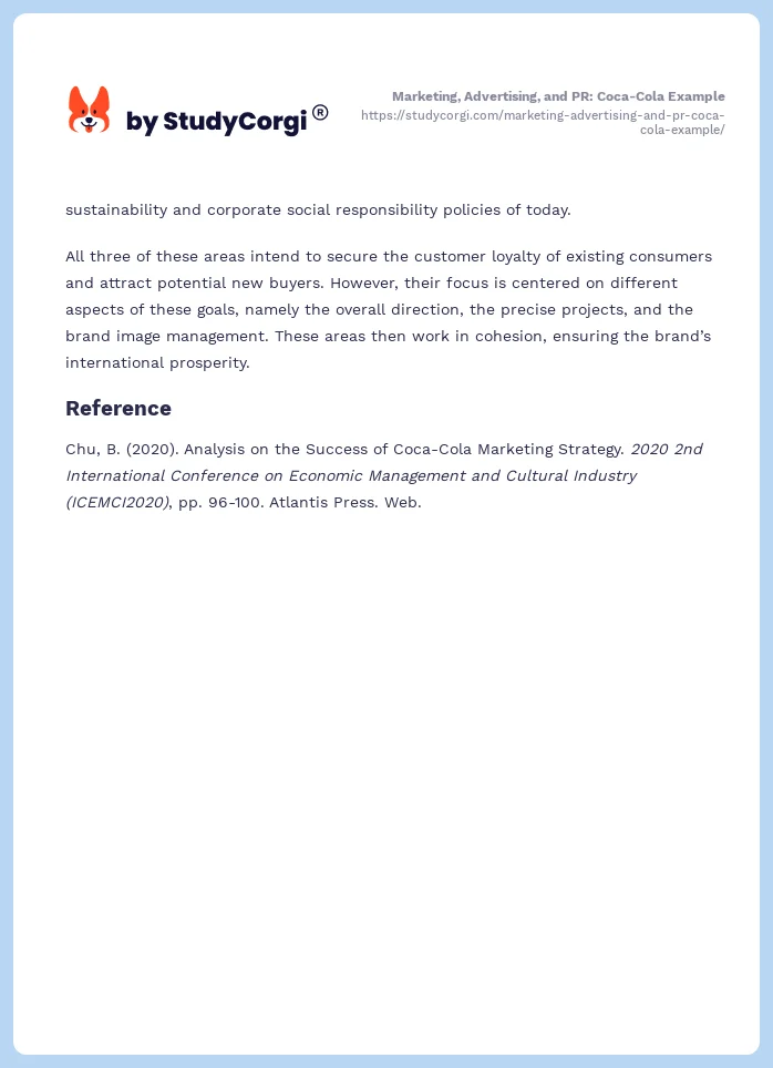 Marketing, Advertising, and PR: Coca-Cola Example. Page 2