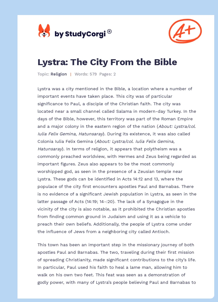 Lystra: The City From the Bible. Page 1