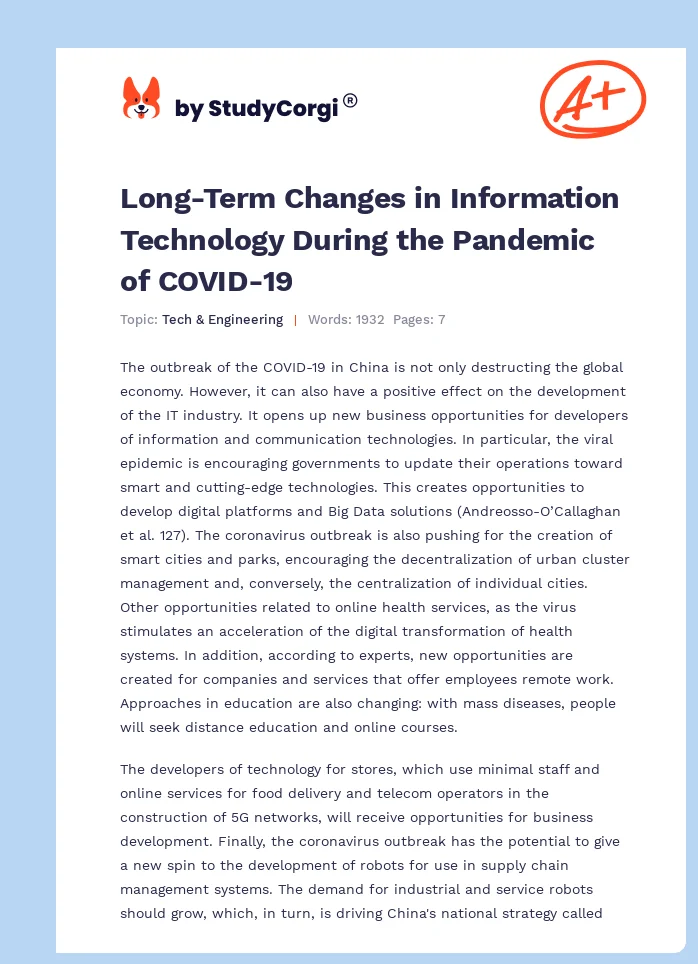 Long-Term Changes in Information Technology During the Pandemic of COVID-19. Page 1
