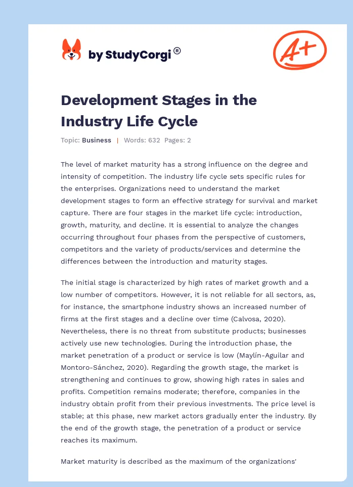 Development Stages in the Industry Life Cycle. Page 1
