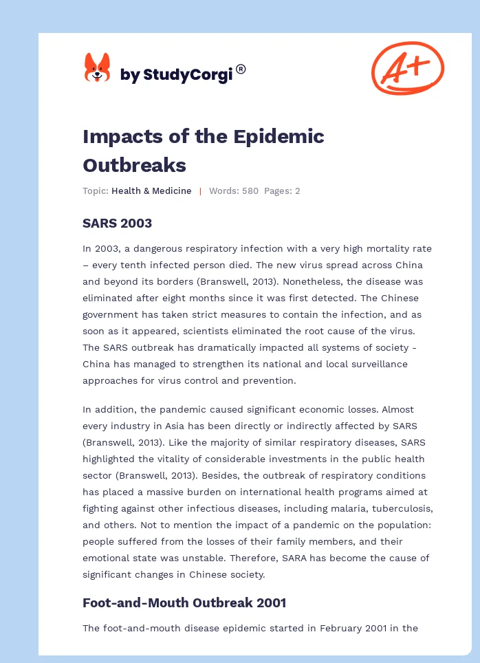 Impacts of the Epidemic Outbreaks. Page 1