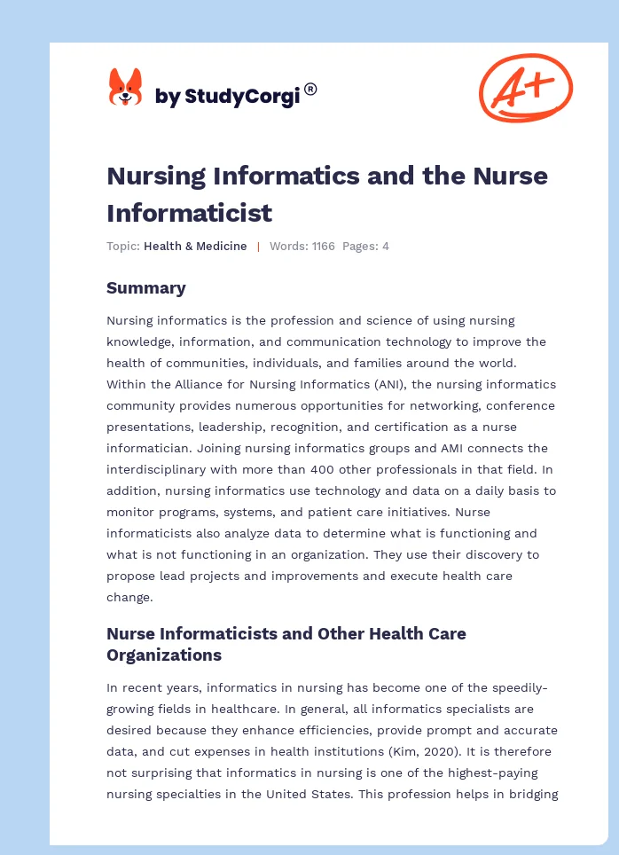 Nursing Informatics and the Nurse Informaticist. Page 1