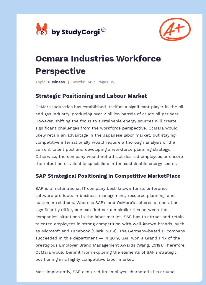 Ocmara Industries Workforce Perspective. Page 1