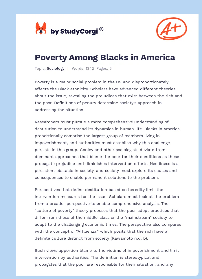 Poverty Among Blacks in America. Page 1