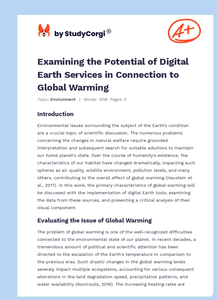 Examining the Potential of Digital Earth Services in Connection to Global Warming. Page 1
