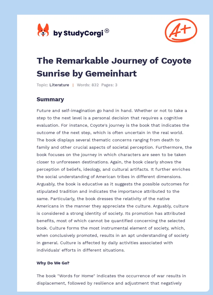 The Remarkable Journey of Coyote Sunrise by Gemeinhart. Page 1