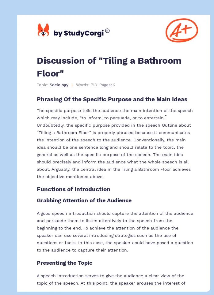 Discussion of "Tiling a Bathroom Floor". Page 1