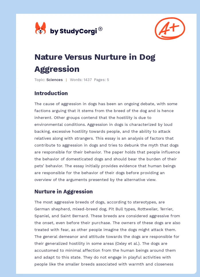 Nature Versus Nurture in Dog Aggression. Page 1