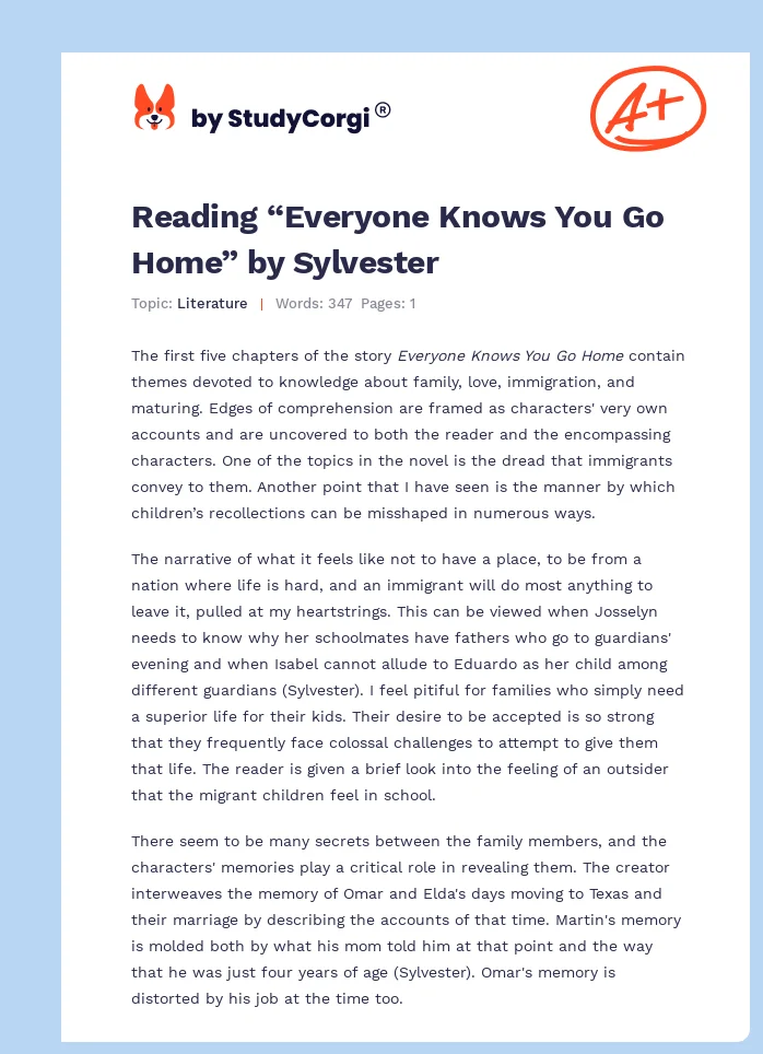 Reading “Everyone Knows You Go Home” by Sylvester. Page 1
