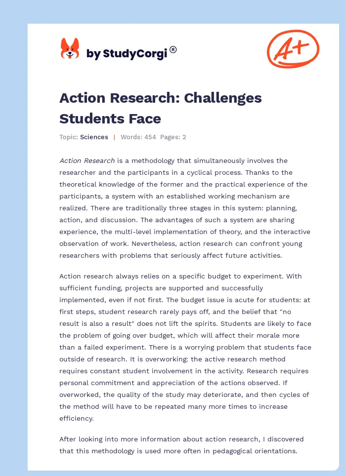 Action Research: Challenges Students Face. Page 1