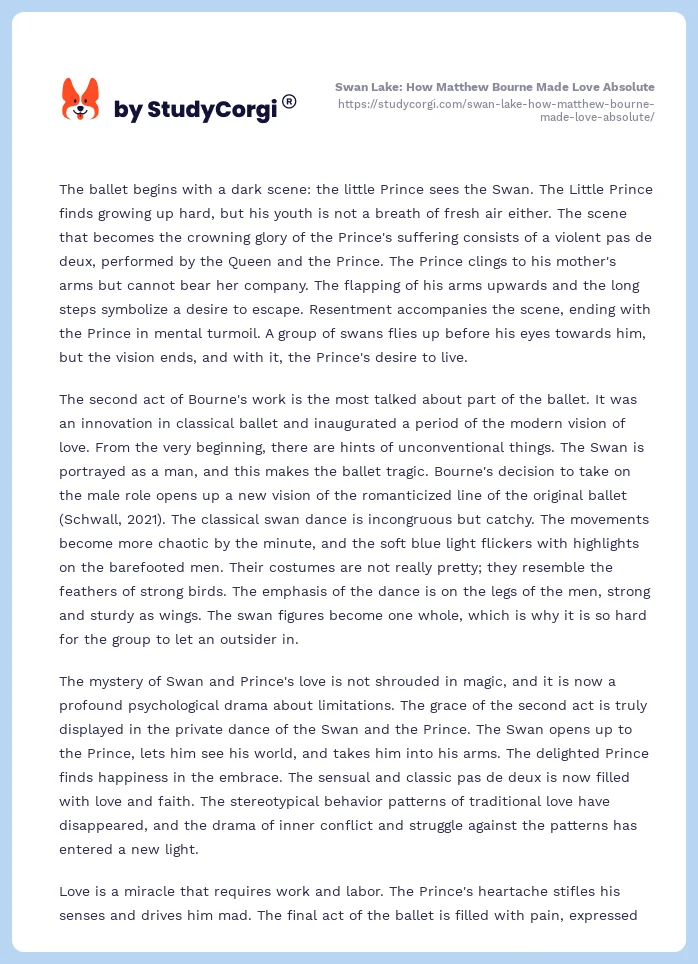 Swan Lake: How Matthew Bourne Made Love Absolute. Page 2