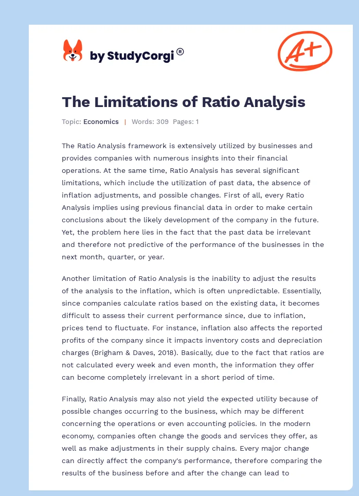 The Limitations of Ratio Analysis. Page 1