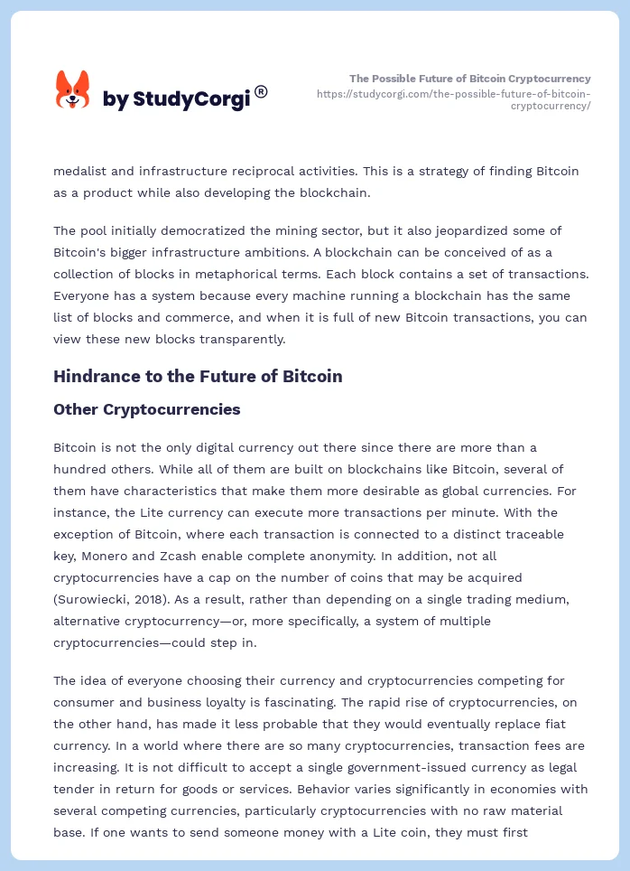 The Possible Future of Bitcoin Cryptocurrency. Page 2