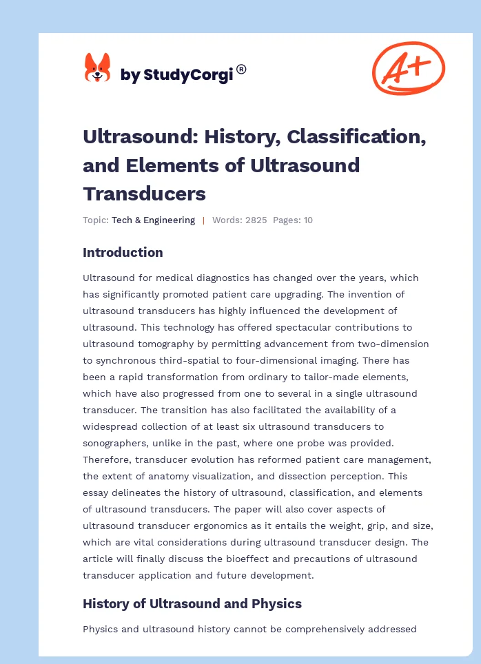 Ultrasound: History, Classification, and Elements of Ultrasound Transducers. Page 1