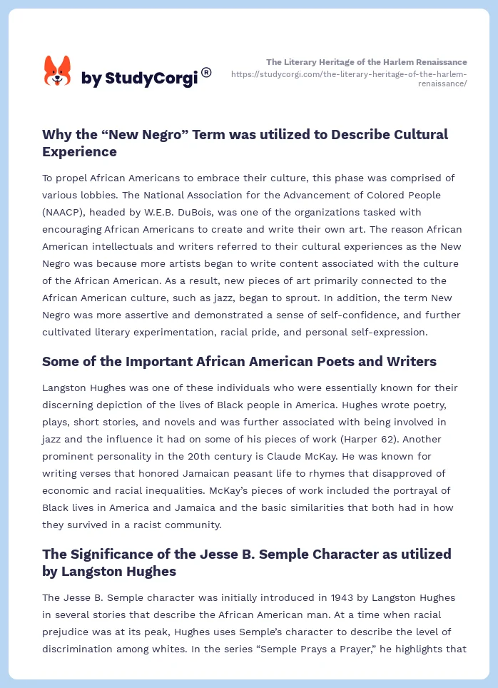 The Literary Heritage of the Harlem Renaissance. Page 2