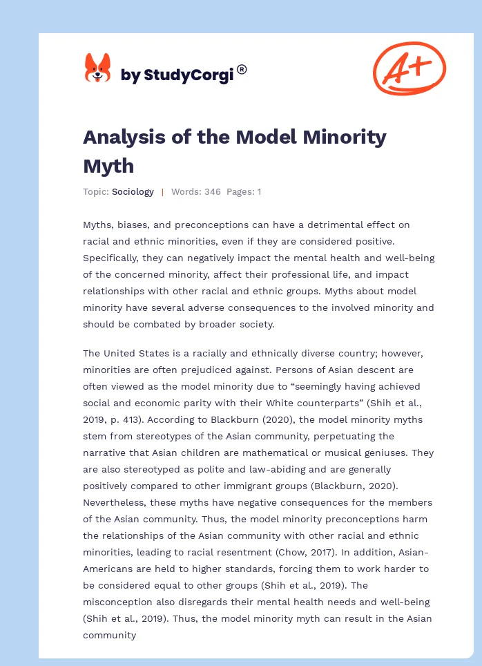 Analysis of the Model Minority Myth. Page 1