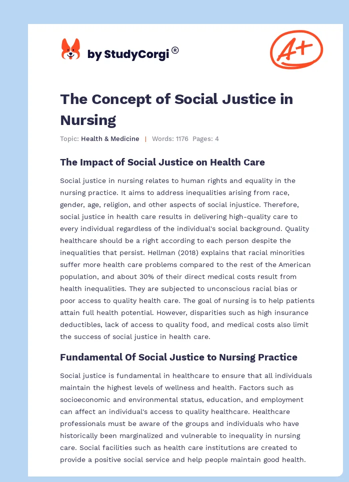 The Concept of Social Justice in Nursing. Page 1