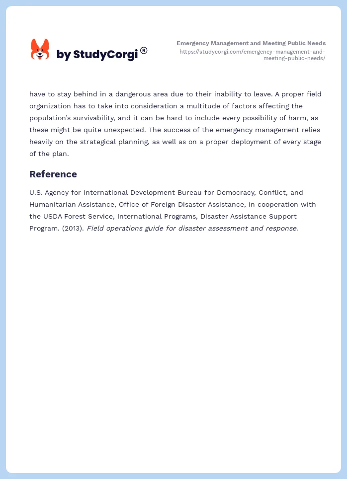 Emergency Management and Meeting Public Needs. Page 2