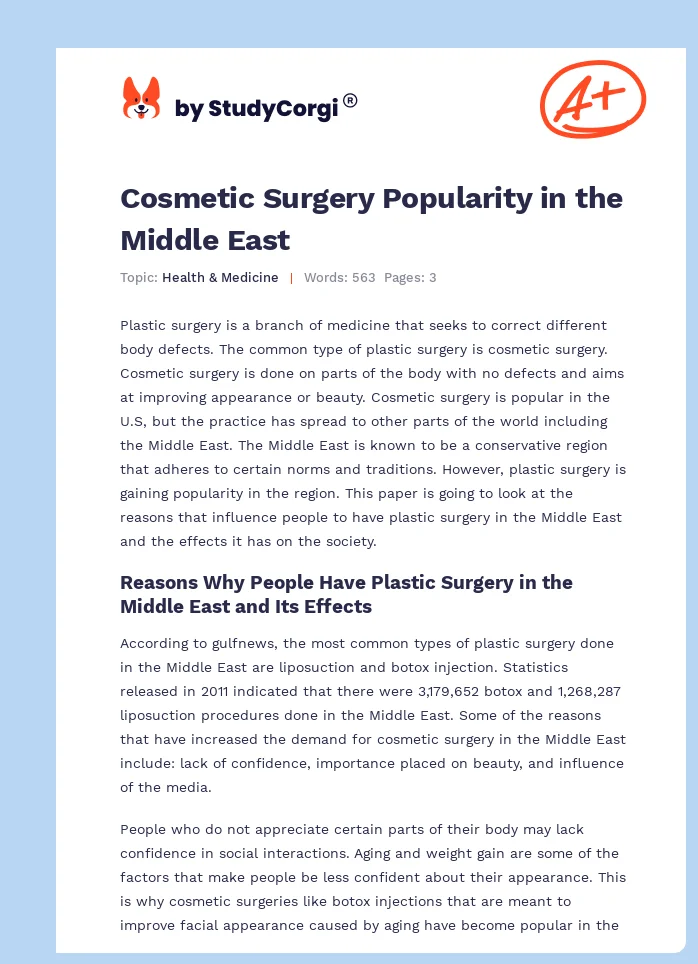 Cosmetic Surgery Popularity in the Middle East. Page 1