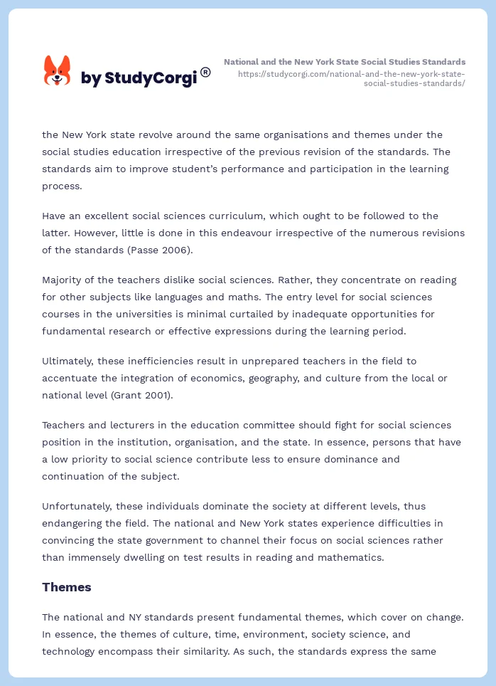 National and the New York State Social Studies Standards. Page 2