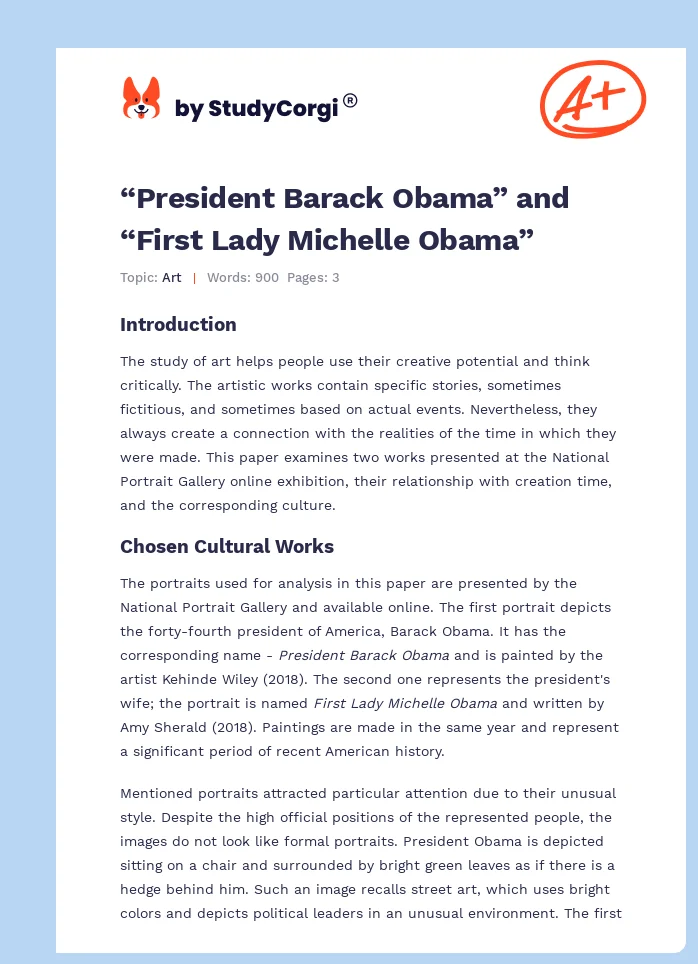 “President Barack Obama” and “First Lady Michelle Obama”. Page 1