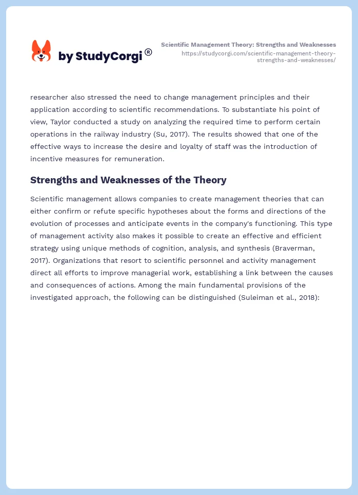 Scientific Management Theory: Strengths and Weaknesses. Page 2