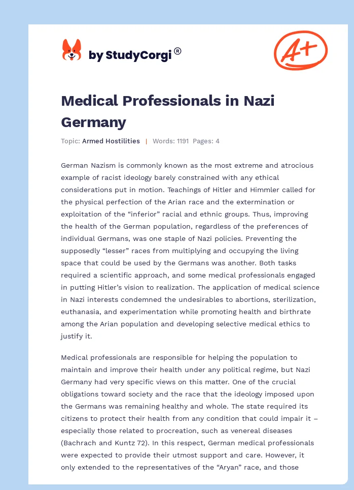 Medical Professionals in Nazi Germany. Page 1