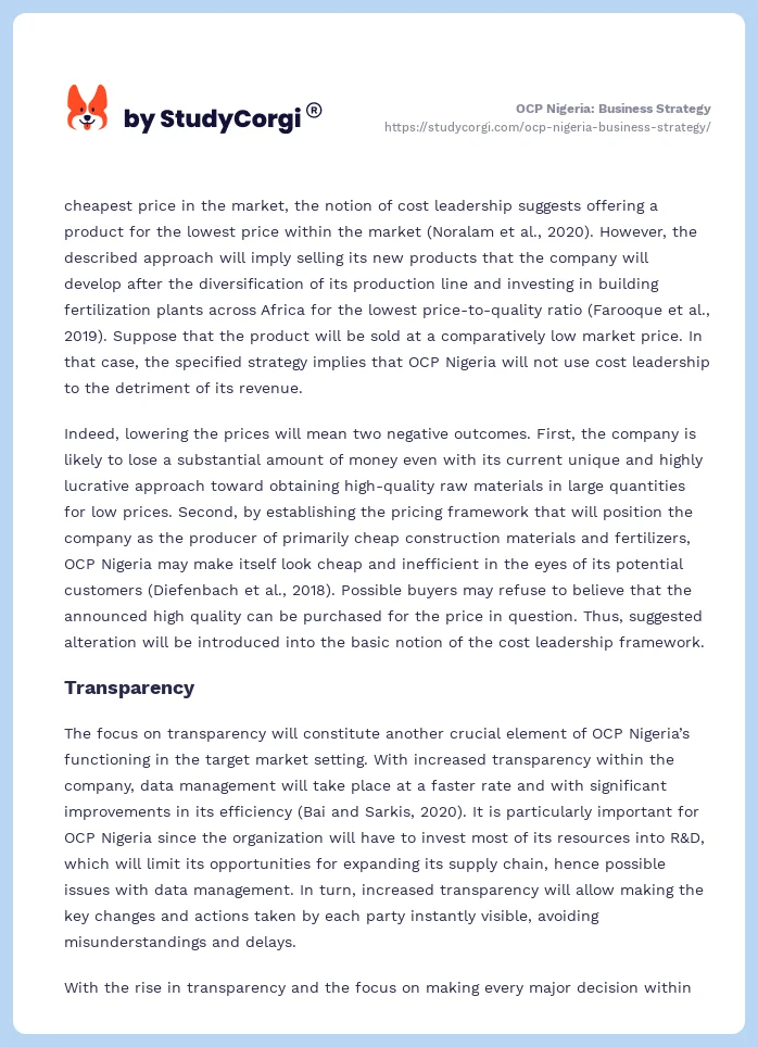 OCP Nigeria: Business Strategy. Page 2