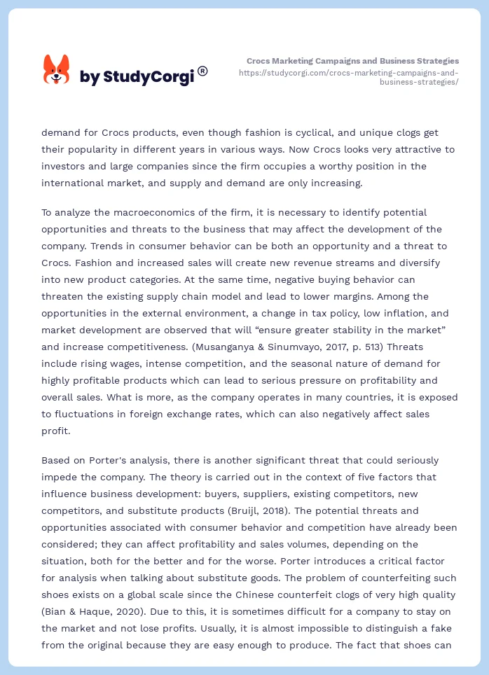 Crocs Marketing Campaigns and Business Strategies. Page 2