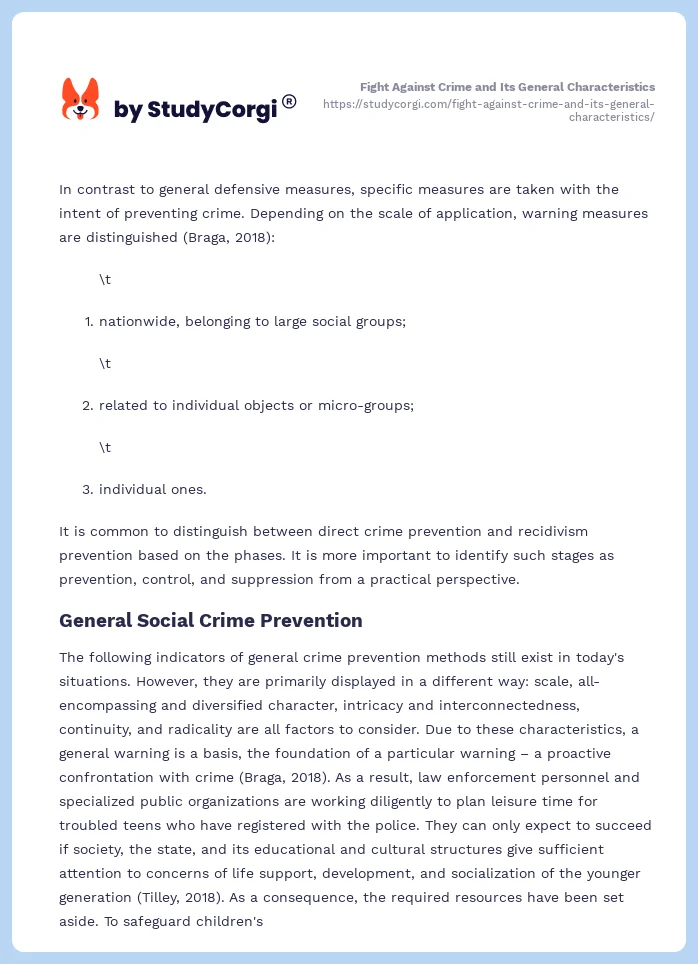 Fight Against Crime and Its General Characteristics. Page 2