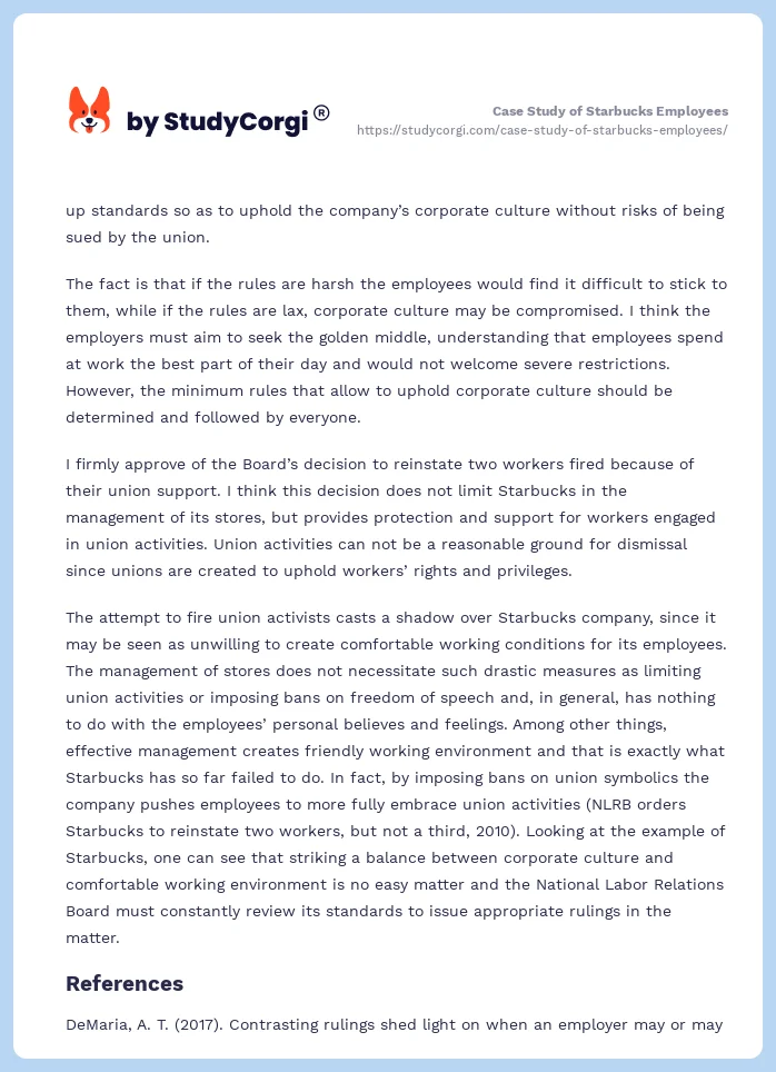 Case Study of Starbucks Employees. Page 2