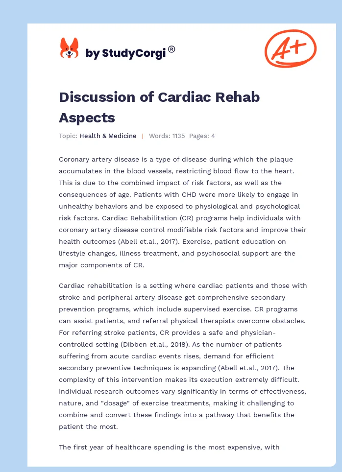 Discussion of Cardiac Rehab Aspects. Page 1