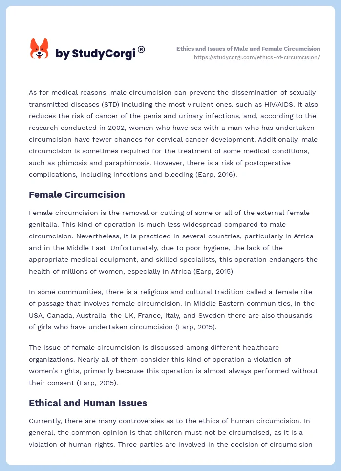 Ethics and Issues of Male and Female Circumcision. Page 2