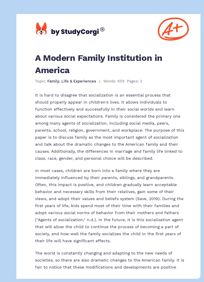 A Modern Family Institution in America. Page 1