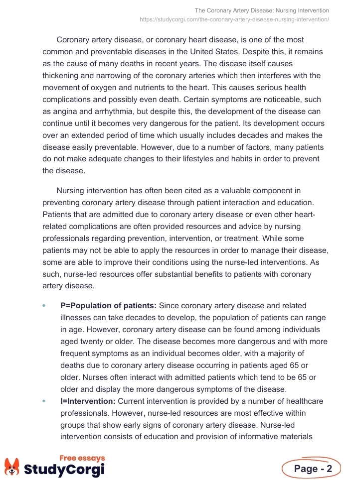 The Coronary Artery Disease: Nursing Intervention. Page 2