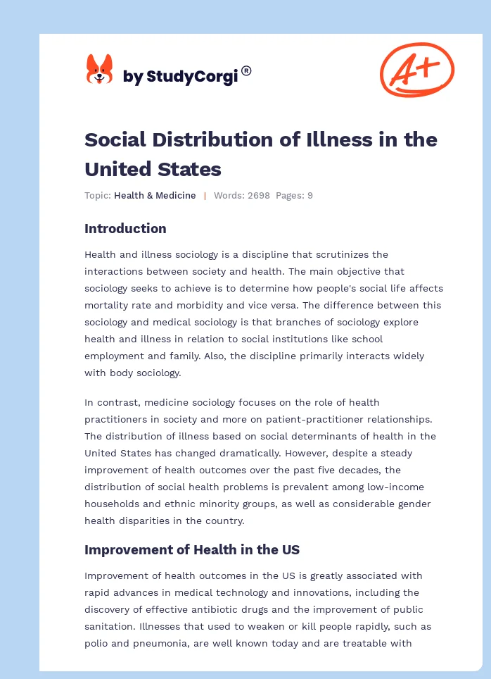 Social Distribution of Illness in the United States. Page 1