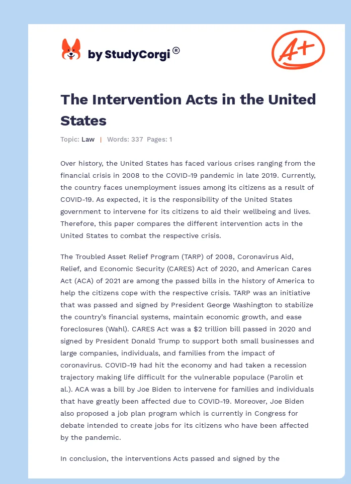 The Intervention Acts in the United States. Page 1