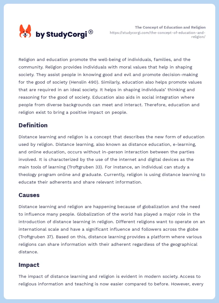 The Concept of Education and Religion. Page 2