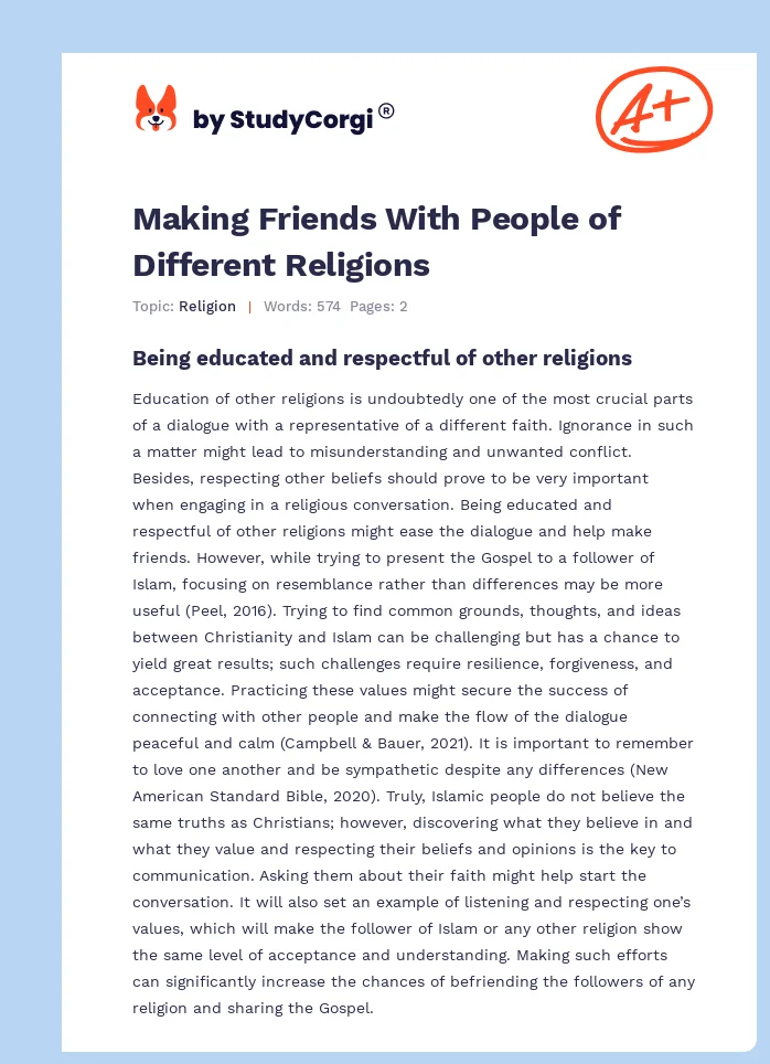 Making Friends With People of Different Religions. Page 1