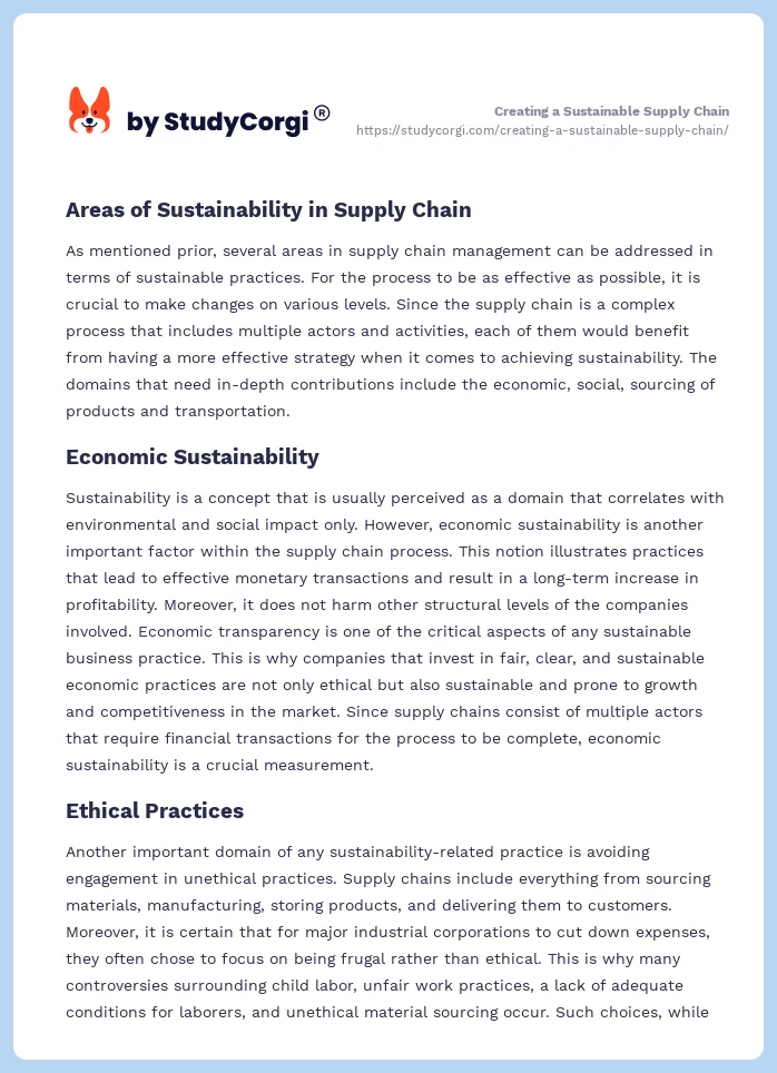 Creating a Sustainable Supply Chain. Page 2