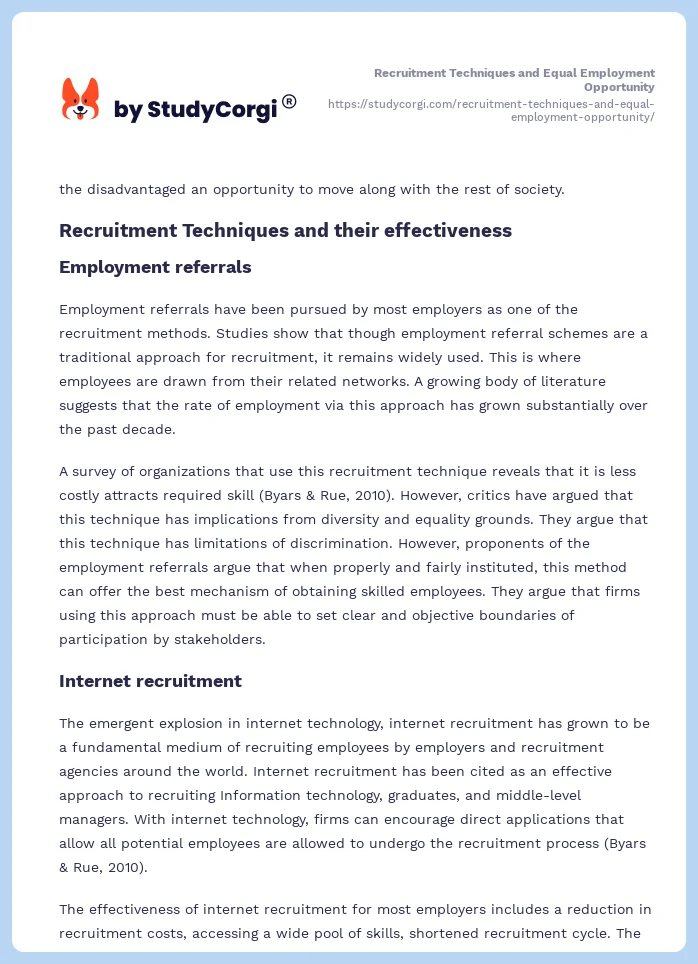Recruitment Techniques and Equal Employment Opportunity. Page 2