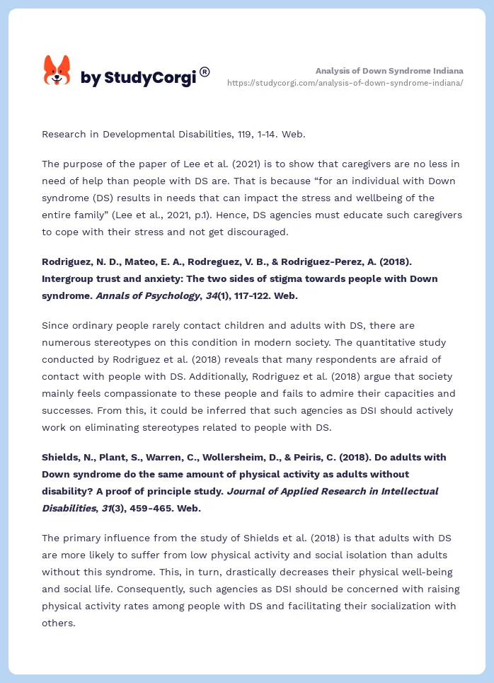 Analysis of Down Syndrome Indiana. Page 2