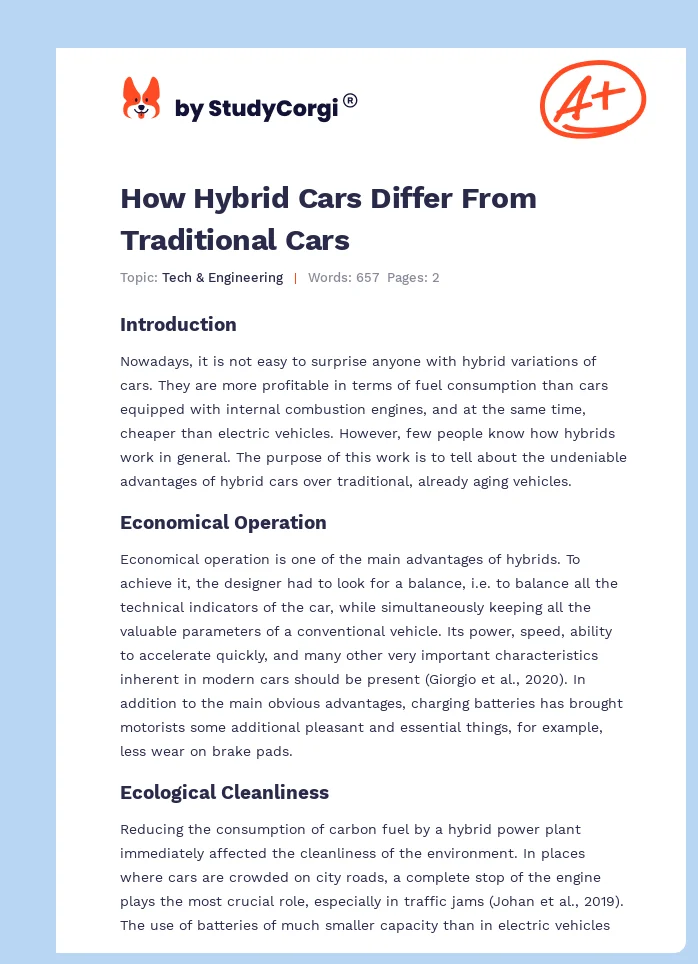 How Hybrid Cars Differ From Traditional Cars. Page 1