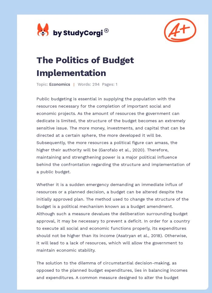 The Politics of Budget Implementation. Page 1