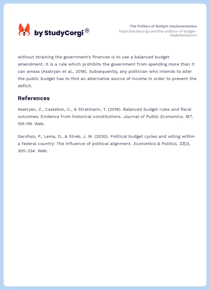 The Politics of Budget Implementation. Page 2