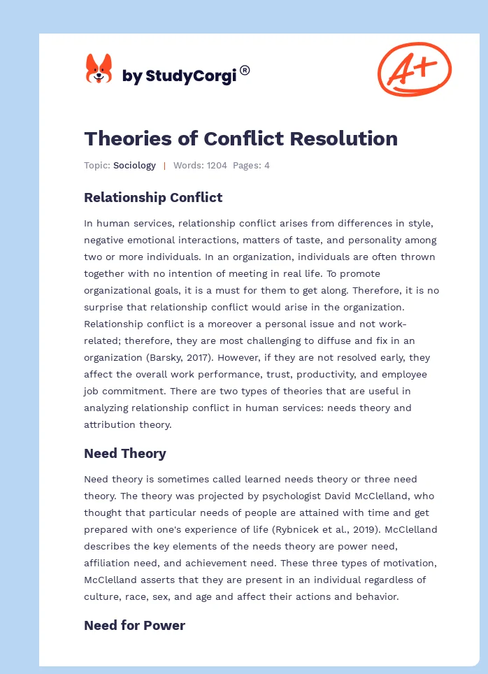 Theories of Conflict Resolution. Page 1