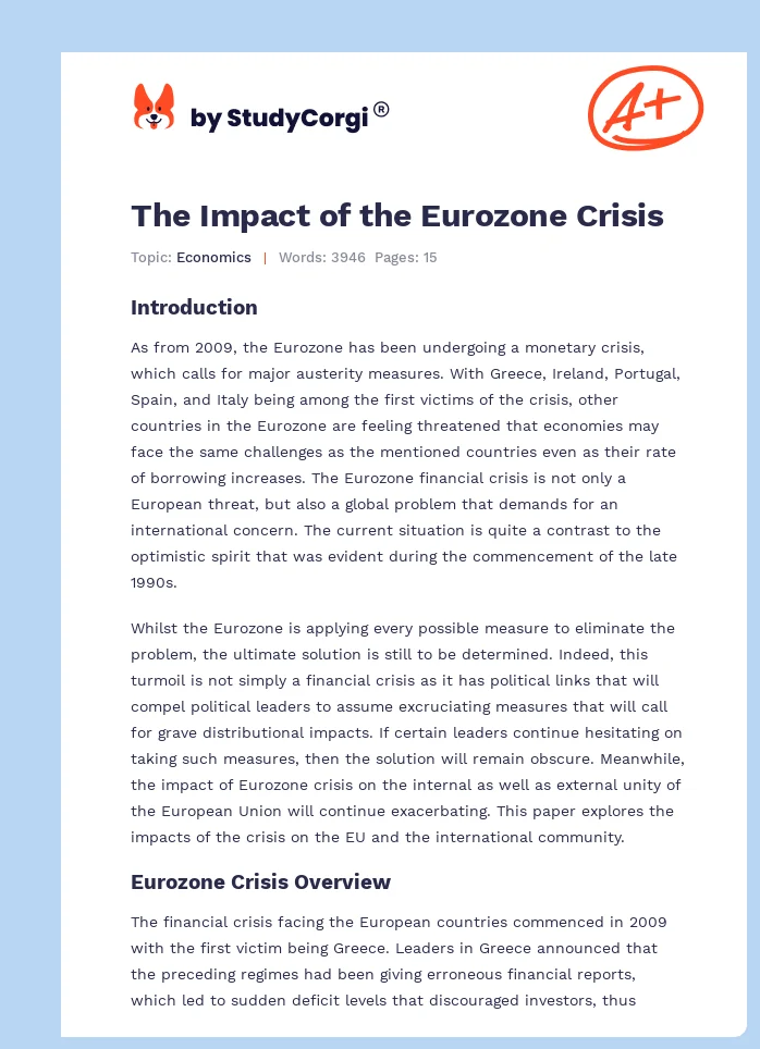 The Impact of the Eurozone Crisis. Page 1