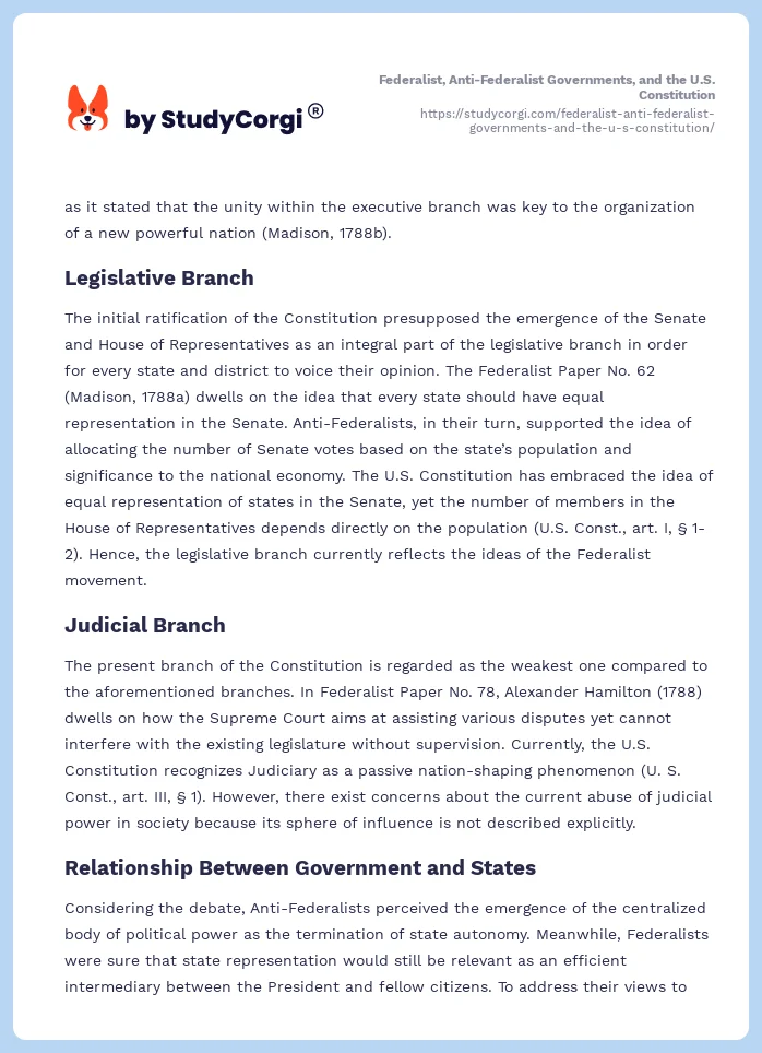 Federalist, Anti-Federalist Governments, and the U.S. Constitution. Page 2