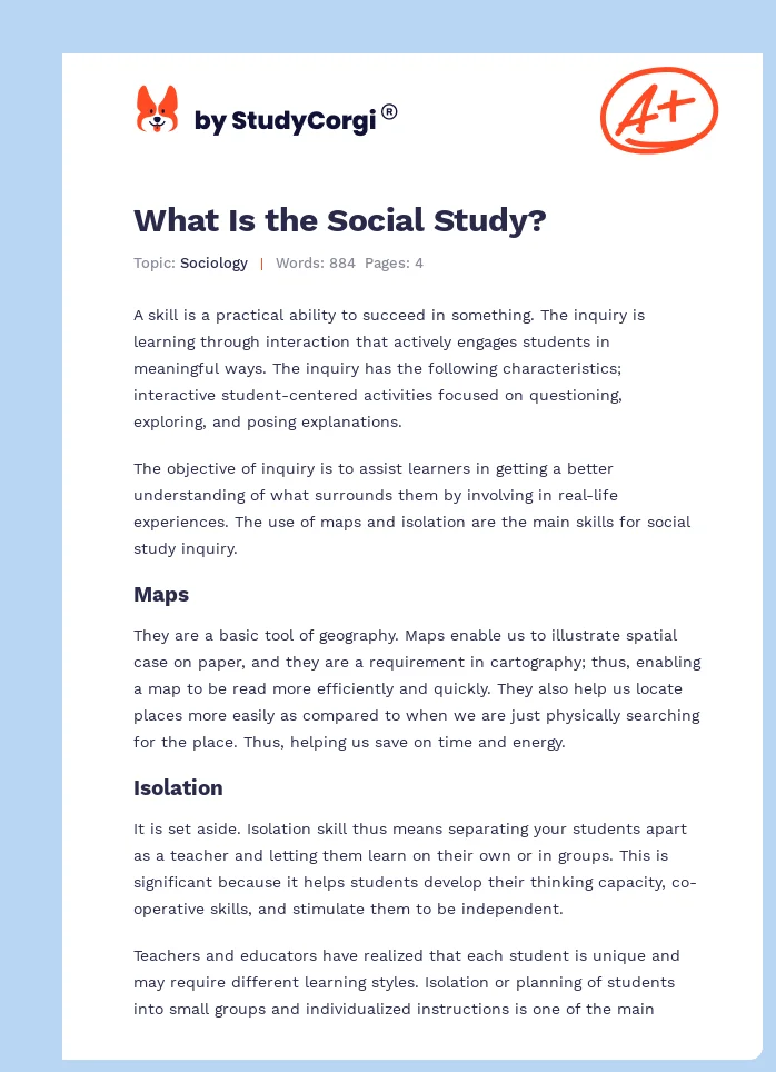 What Is the Social Study?. Page 1